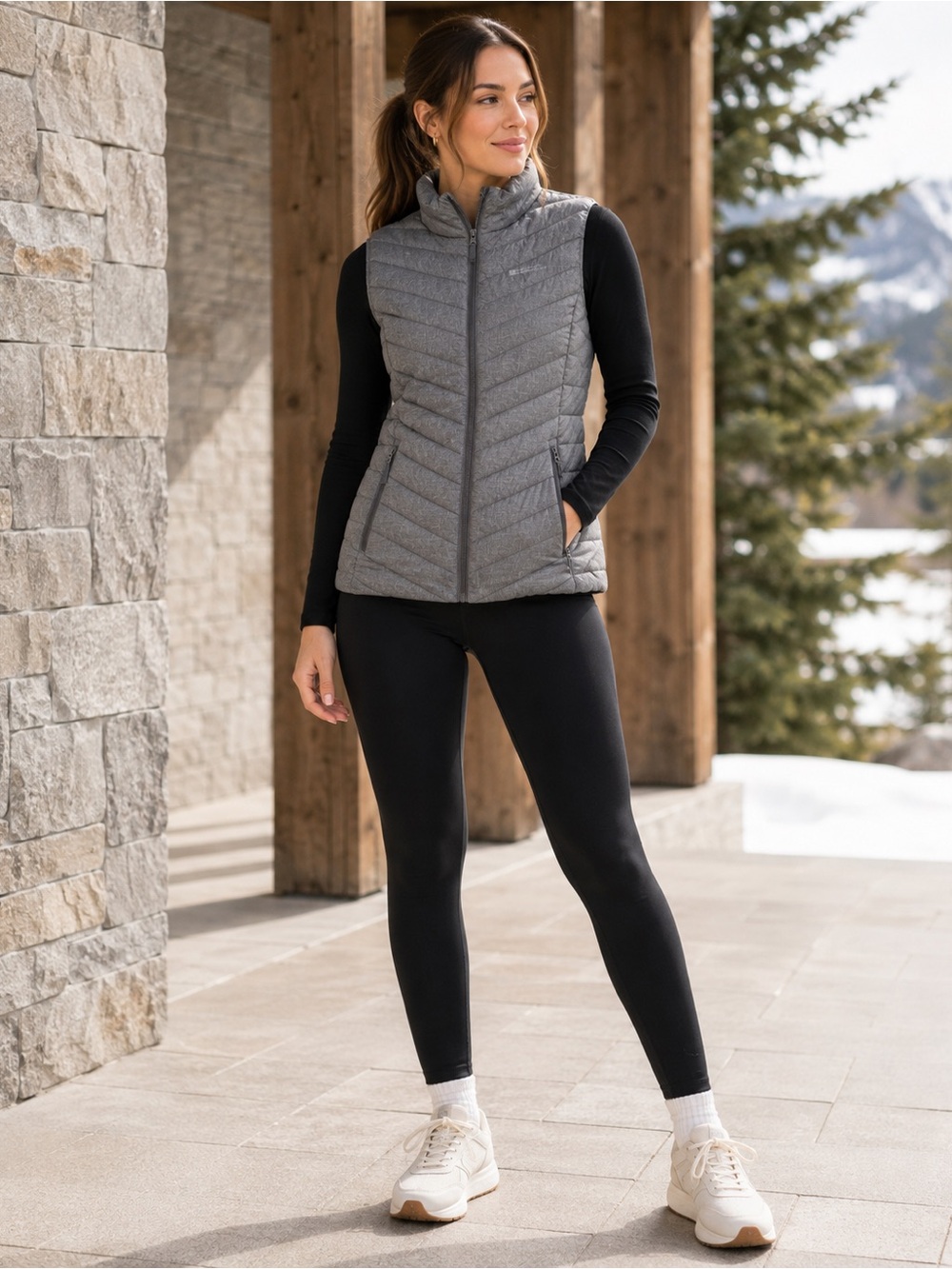 Mountain Warehouse Women’s Grey Quilted Puffer Vest Full Zip Lightweight